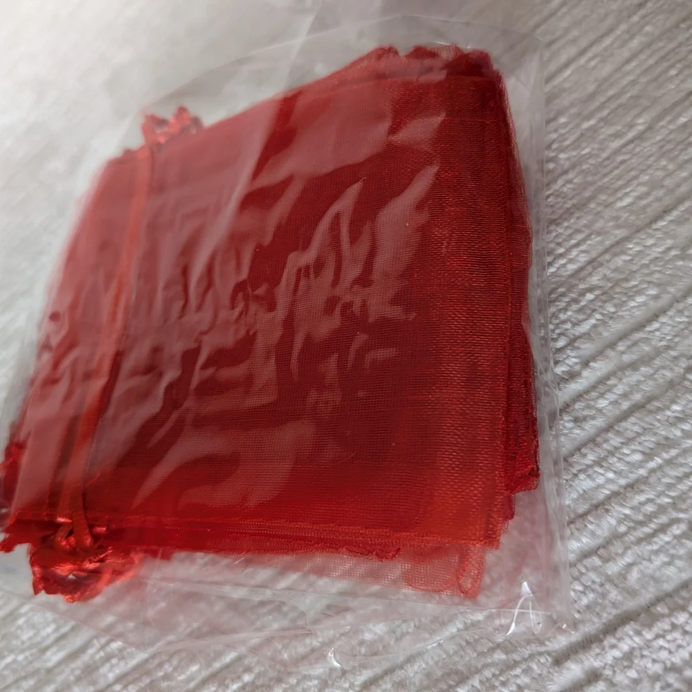 Organza Bags 25 Pieces, Drawstring Closure Red Sheer Multipurpose